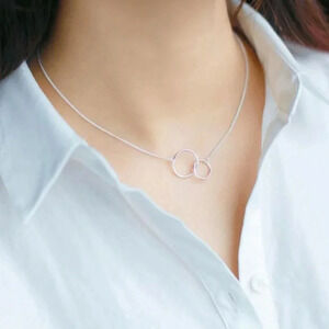 925 Sterling Silver Dainty Double Circle Necklace